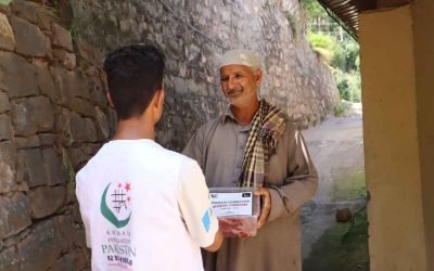 Khubaib Foundation distributing fresh meat during Qurbani celebrations.