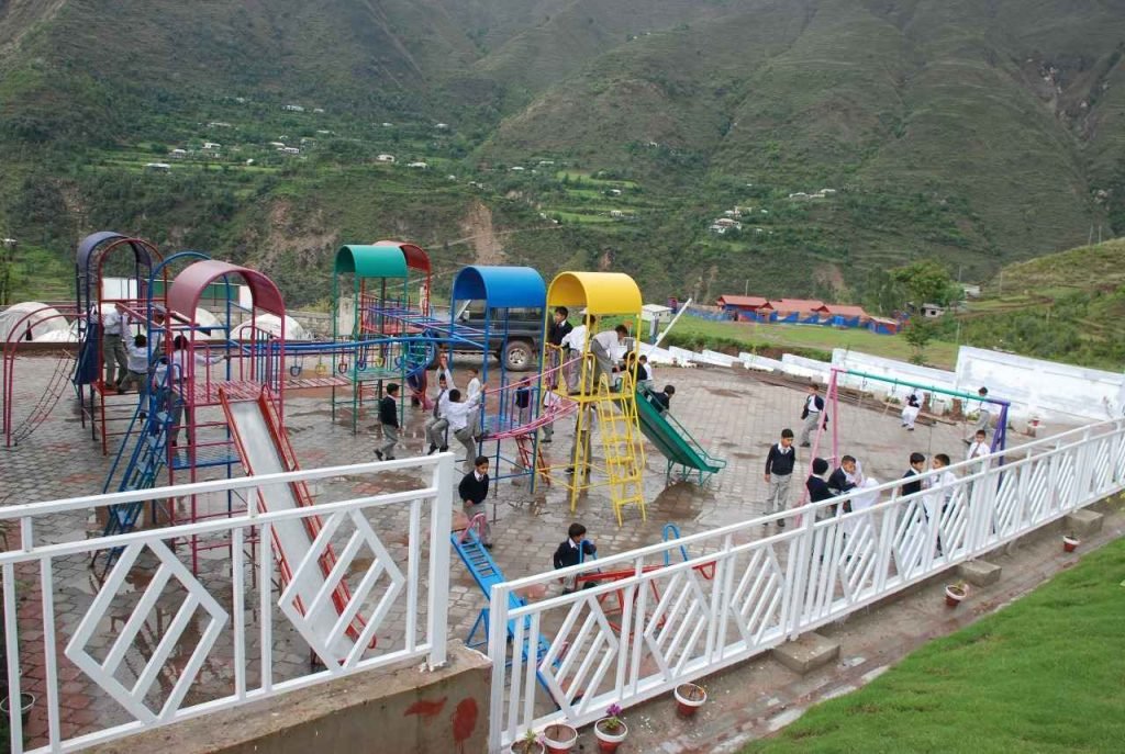 Khubaib Orphan children enjoying playtime in Rara, Muzaffarabads vibrant outdoor area.