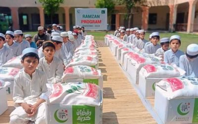 Ramadan Rashan distribution event showcasing food aid for Orphans.