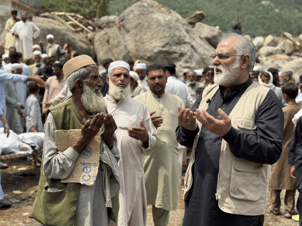 Chairman Khubaib Foundation Mr. Nadeem Ahmad Khan praying for Flood Affecties in Buner