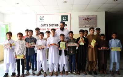 Gifts distribution event at Khubaib College, Rara, Muzaffarabad.